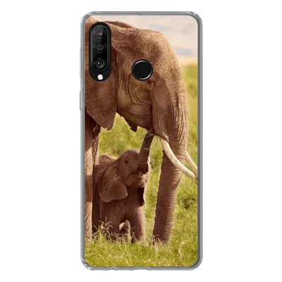 Produktbild von MuchoWow® Handyhülle Schutzhülle Hülle für Huawei P30 Lite Elefant - Gras - Jung - Rüssel Silikon Softcase Handy Hülle - Handyhülle