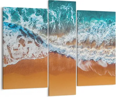 Produktbild von Bild auf Leinwand - Leinwandbild - 3 Teile - Sand Wasser Strand - 95x80cm - Wand Bild - Wanddeko - Wandbilder - Leinwanddruck - Bilder - Wanddekoration - Leinwand bilder - Wandbild - CB95x80-5021