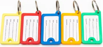 Immagine prodotto di Targhette portachiavi - Indirizzo del nome - Tag - 5 pezzi - Quadrato - Multicolore