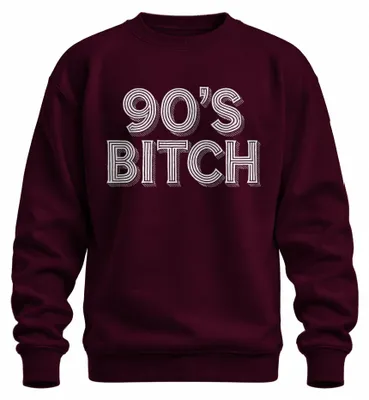 Productafbeelding van 90's Bitch - Retro kleding uit de jaren 90 - Cadeau - Vintage sweatshirt/pullover, bordeauxrood, maat S