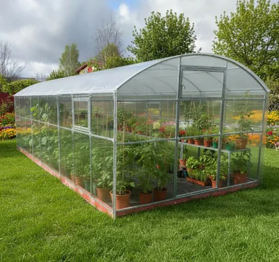 Produktbild von Garten Dream Polycarbonat-Gewächshaus "Gardener" 3x8m aus Stahl, mit 6mm Polycarbonat