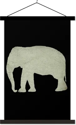 Produktbild von MuchoWow® Textilposter Elefant - Karte - Retro 40x60 cm mit schwarzem Rahmen - Wanddekorationen