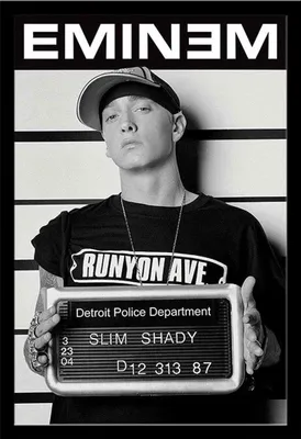 Obrázek produktu pro Eminem - Plakát - Mugshot + odnímatelný rám, Shinsuke® Maxi MDF černá, akrylový disk