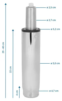 Gasfeder Bürostuhl L 290-400 mm Chrom 180 kg