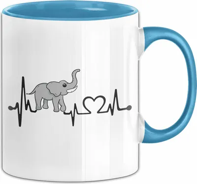 Produktbild von Elefant Tasse Geschenk Für Elefanten-Liebhaber Geschenkidee Herzschlag (Blau)