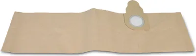 A beige vacuum cleaner bag is shown against a white background.