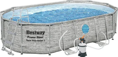 Obrázek produktu pro Bestway Power Steel 56946, 10949 l, Rámový bazén, Děti a dospělí, Žebřík, Hnědá, 64,7 kg
