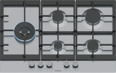 Produktbild von Siemens EC7A5SI90, Schwarz, Edelstahl, Integriert, 75 cm, Gaskochfeld, Edelstahl, 5 Zone(n)