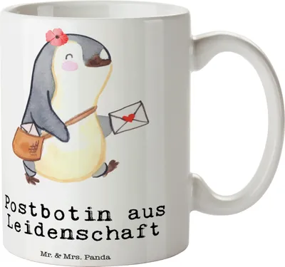 Produktbild von Mr. & Mrs. Panda Tasse Postbotin Leidenschaft - Weiß - Geschenk, Briefträgerin, Briefzustellerin, Becher, Geschenktasse, Kaffeetasse, Trinkbecher, Teetasse