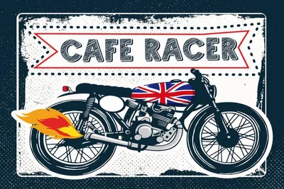 Zdjęcie produktu dla vianmo Drewniany znak 12x18 cm Motorcycle Cafe Racer Motorrad UK