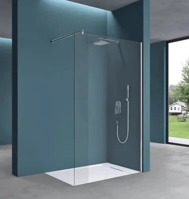 Produktbild von Duschwand Duschabtrennung mit Stabistange 8 mm ESG Glas 1200x2000 mm