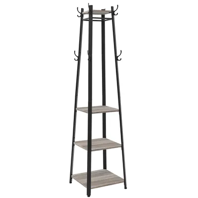 Obrázek produktu pro VASAGLE věšák se 3 policemi, 8 háčků, 43x43x180 cm-080B02