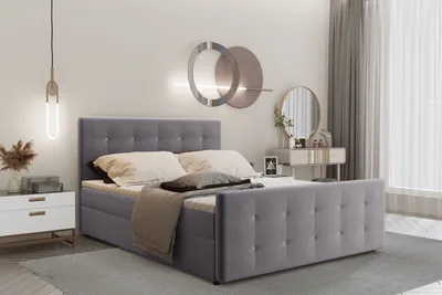 Produktbild von Kaiser Möbel Boxspringbett 140x200 mit bettkasten und matratze+topper, Schlafzimmerbett AMOR Grau