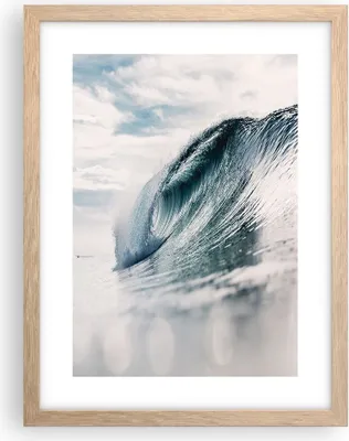 Produktbild von Gerahmtes Poster - Rahmen in heller Eiche - Welle Meer Ozean - 30x40 cm - Wand Bild - Wanddeko - Wandbilder - Kunstposter - Wandposter - Bilderrahmen - Bilder - Kunstdruck - P2NPA30x40-4516