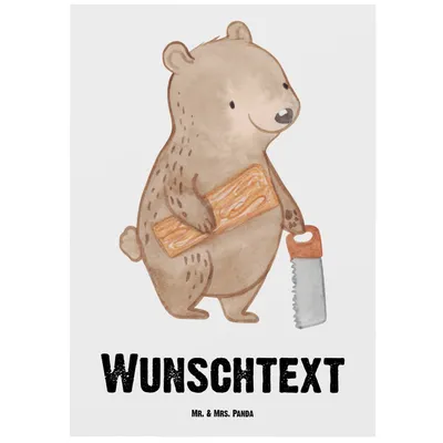 Produktbild von Mr. & Mrs. Panda Personalisierte Postkarte Tischler mit Herz - Weiß - Personalisierte Geschenke, Ausbildung, Geschenkkarte mit Namen, Postkarte personalisierbar, Rente