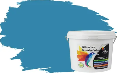 Produktbild von RyFo Colors Silikonharz Fassadenfarbe Lotuseffekt Trend Pazifik 3l - bunte Fassadenfarbe, weitere Blau Farbtöne und Größen erhältlich, Deckkraft Klasse 1
