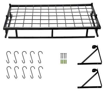 Produktbild von Wandmontiertes Topfregal mit 10 Haken für Küchenutensilien (45 cm)