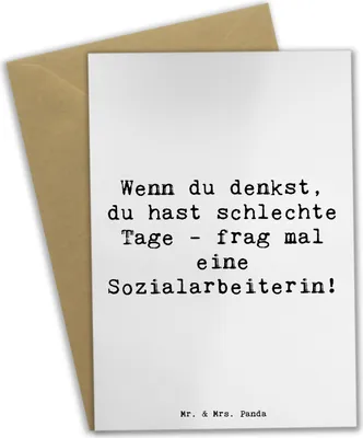 Produktbild von Mr. & Mrs. Panda babykarte Spruch Sozialarbeiterin Stärketage - Weiß - Geschenk, weihnachtskarten, Berufsliebe, Engagement, dankeskarten, Berufsalltag, glückwunschkarten