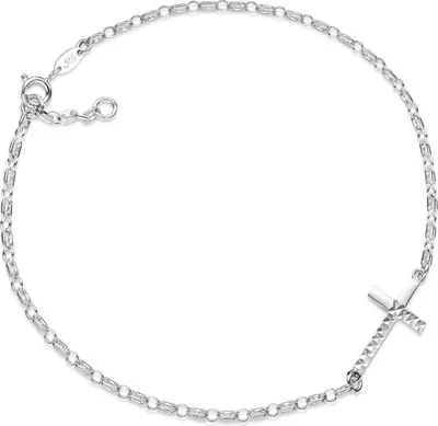 Produktbild von SILBERKETTEN STORE Fußkette Kaffeebohne 2,5mm mit eingehängtem Kreuz - 925 Silber - 26cm
