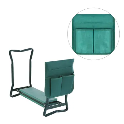 Image de Jopassy Genouillère pliable 2 en 1 comme tabouret ou coussin pour les genoux pour le jardinage jusqu'à 150kg avec sac à outils pratique, vert