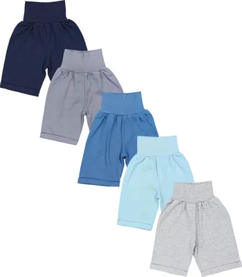 Produktbild von TupTam Unisex Baby Pumphose Sommershorts Baumwolle 5er Pack, Farbe: Gerades Bein/ Blau Grau Türkis, Größe: 74/80