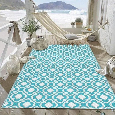 Produktbild von Famanu Outdoor-Teppich wasserfest 150 x 240 cm - UV-beständig - Picknickdecke - Campingteppich - Garten Terrasse