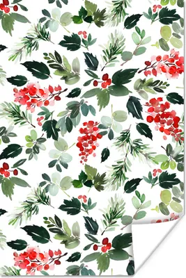 Produktbild von MuchoWow® Poster Pflanzen - Beeren - Muster 120x180 cm - Kunstposter