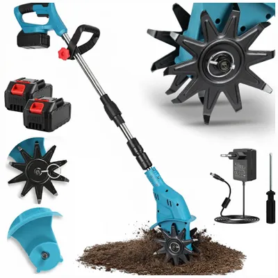 Image de MOTOCULTEUR À BATTERIE POUR JARDIN ET TERRE, 2 BATTERIES DE 1500 Ah