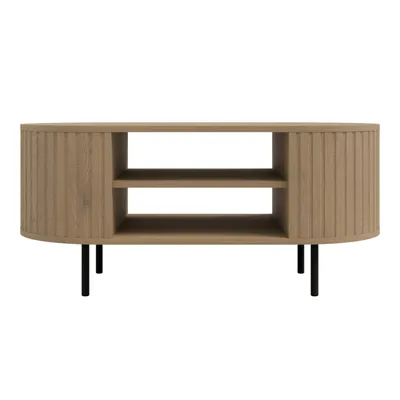 Produktbild von AX LIVING Kaffetisch Halay Eiche Cremona, Moderne Rillenstruktur 100 cm, mit runden Kanten
