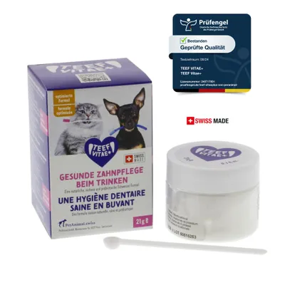 Produktbild von TEEF Vitae+® | Eine effektive, einfache und tägliche Zahnpflege für Hunde & Katzen (bis zu 210 Anwendungen) |Swiss Made