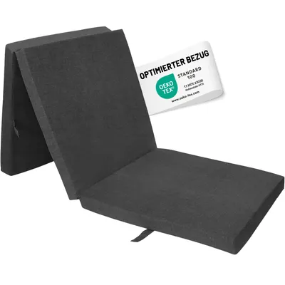 Produktbild von RelaxXL Klappmatratze Gästematratze Junior 190x60x7cm, Faltbar, Tragegriff, Bezug waschbar, Anthrazit Meliert