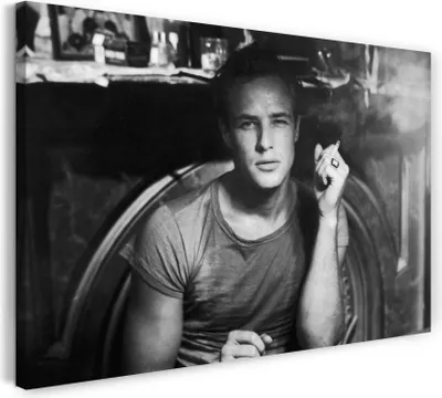 Produktbild von Leinwandbild (100x70cm): Marlon Brando Portrait movie-star Schauspieler Hollywood, echter Holz-Keilrahmen inkl. Aufhänger, handgefertigt in Deutschland