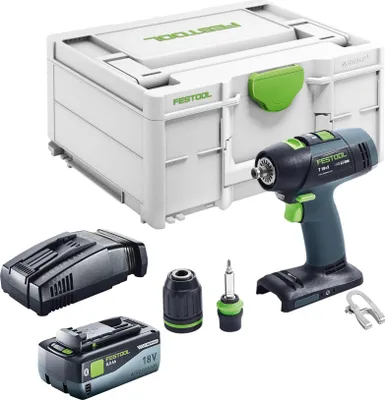 Produktbild von Festool T 18+3 Basic Akku Bohrschrauber 18 V 50 Nm Brushless + 1x Akku 8,0 Ah + Schnellladegerät + Systainer