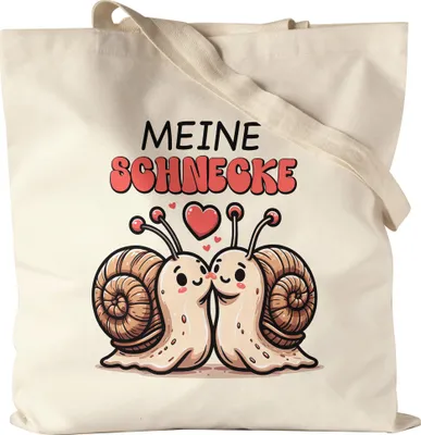 Produktbild von Meine Schnecke Küssende Schnecken Jutebeutel Paar Liebe Valentinstag Geschenk