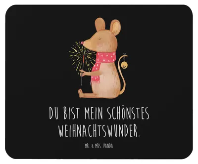 Produktbild von Mr. & Mrs. Panda Mousepad Maus Weihnachten - Schwarz - Geschenk, Weihnachtsgruß, Mouse Pad, Mauspad, computer, mausteppich, Frohe, Mäuschen, Weihnachtsmotiv, laptop