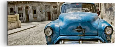 Produktbild von Bild auf Leinwand - Leinwandbild - Auto Retro Kuba Havanna - 140x50cm - Wand Bild - Wanddeko - Leinwanddruck - Bilder - Kunstdruck - Wanddekoration - Leinwand bilder - Wandkunst - AB140x50-2461