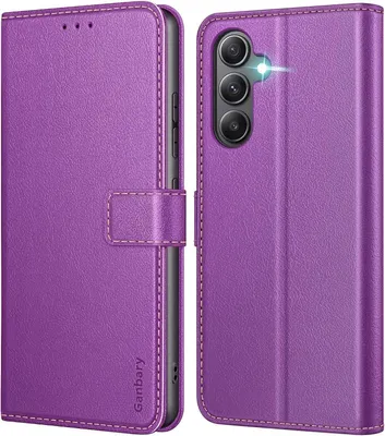 Produktbild von Handyhülle Samsung Galaxy A34 5G Premium Leder Klapphülle Violett Standfunktion