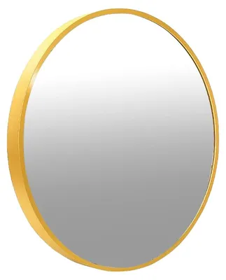 Image de Miroir mural avec cadre métallique doré, idéal pour une décoration élégante