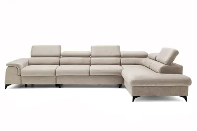Produktbild von Ecksofa Plaza Maxi Modernes Große sofa L-form mit Schlaffunktion und Verstellbare Kopfstützen Metallfüße, elegante einfache Form