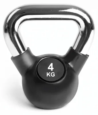 Produktbild von Kettlebell 4 kg Gusseisen gummiert – Kugelhantel mit Stahlgriff, KI-generiertes Bild
