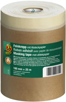 Zdjęcie produktu dla Taśma maskująca Duck Feinkrepp z papierem ochronnym, 180 mm x 25 m