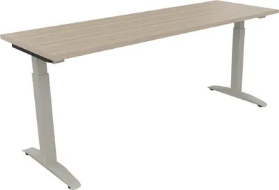 Produktbild von Schreibtisch Kufe Einzels. Quadrat B1800xT600xH650-850 si/Eiche Natur