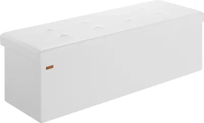Image de CASARIA® Banc de rangement blanc 115 x 38 x 38 cm Siège Coffre de rangement pliable 131L pour salon chambre couloir