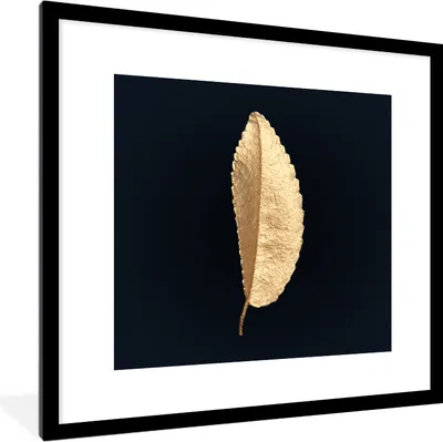 Produktbild von MuchoWow® MuchoWow® Gerahmtes Poster Blätter - Schwarz und Gold - Luxus - Chic - Natur 40x40 cm - Poster mit zchwarzem Bilderrahmen - Poster - Plakat im Rahmen