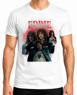 Produktbild von Eddie Munson Hellfire Club Stranger Metal Geschenk Vintage Serie Herren T-Shirt, Weiß, M