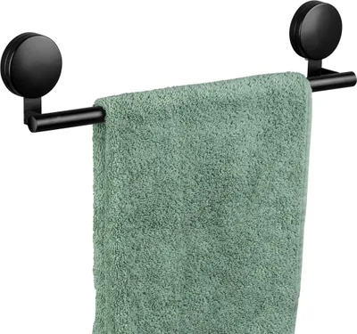 Produktbild von WENKO Static-Loc® Plus Badetuchstange Pavia Schwarz Badezimmer Handtuch Aufbewahrung Ordnung