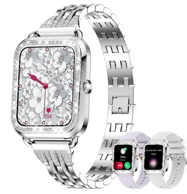 Obrázok produktu pre Smartwatch pre ženy - 1,3 palcový dotykový displej - Fitness tracker - Monitor srdcovej frekvencie/tlaku/spánku - IP68 vodotesná - 215 kryštálov