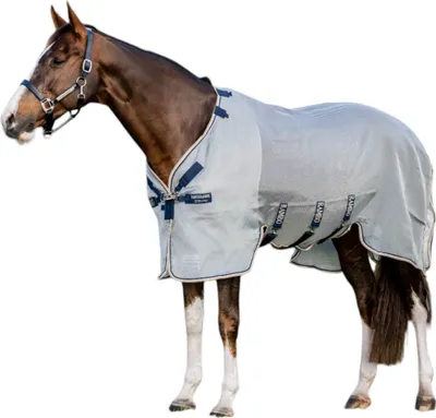 Produktbild von Horseware Ireland Fliegendecke Rambo Protector Fliegenschutz Silver/Navy, White & Beige 6'6 (145cm)