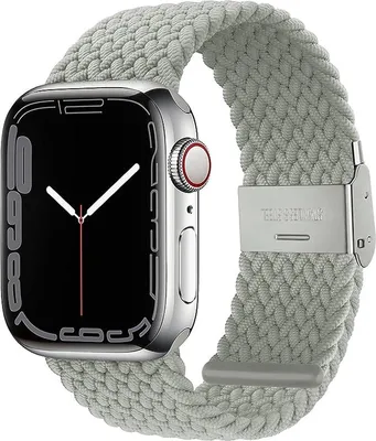 Produktbild von Stravo geflochtenes Nylonarmband – Verstellbar mit Dornschließe – Kompatibel Apple Watch 42/44/45/46/49 mm & SE/Ultra/Séries 1–11 – Grau