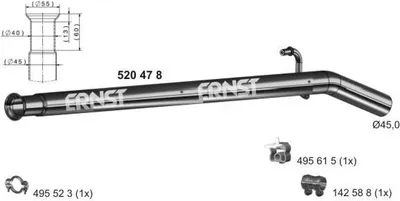 Produktbild von ERNST Abgasrohr Auspuffrohr für RENAULT TWINGO II (CN0) 520478